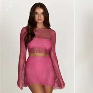 Meshki semi sheer skirt set